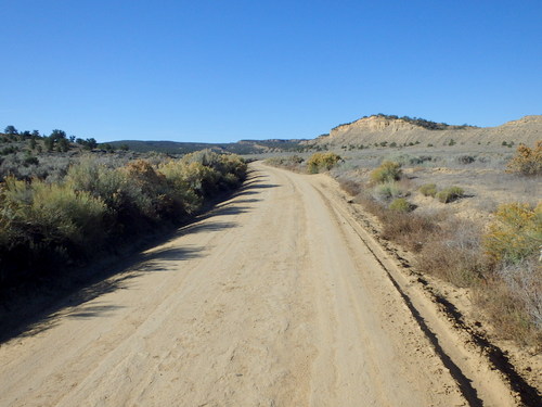 GDMBR: We will generally head southwest on the same hard dirt road all day.